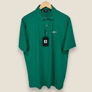 FootJoy Performance Golf Polo Shirt Men Large Forest Green Solid Lisle Wicking